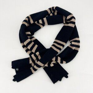 Portolano Black Gold Striped Angora Blend Scarf